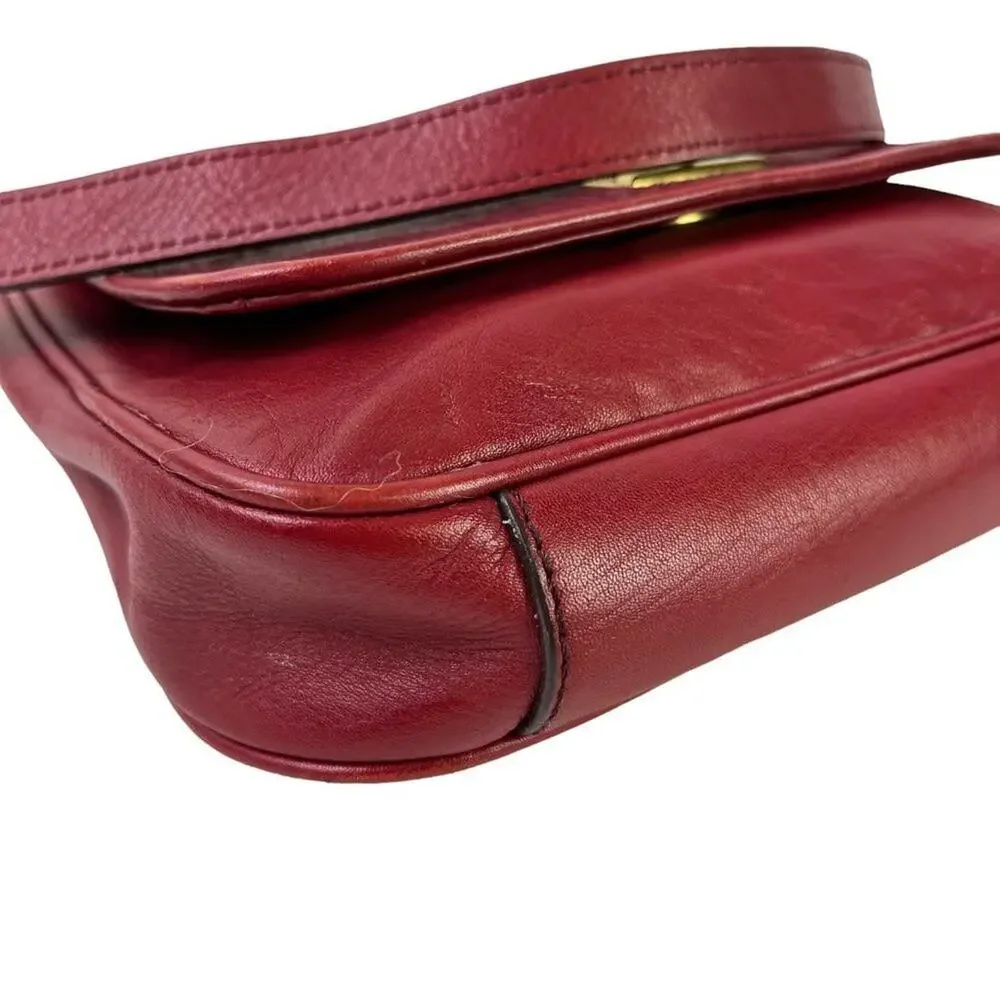 Fossil Womens Red Calf Hair Fur Crossbody Genuine Leather Purse Shoulder Bag